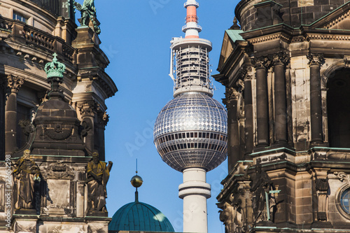 Berlin Television Tower viewed through Berlin Cathedral 