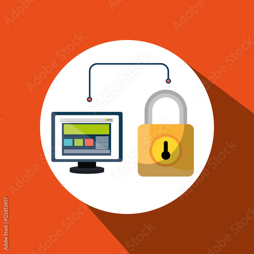 web page padlock secure screen vector illustration eps 10