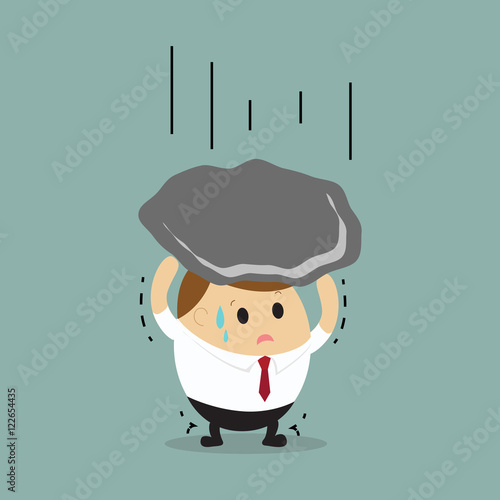 Vector of Businessman carrying huge rock for business concept