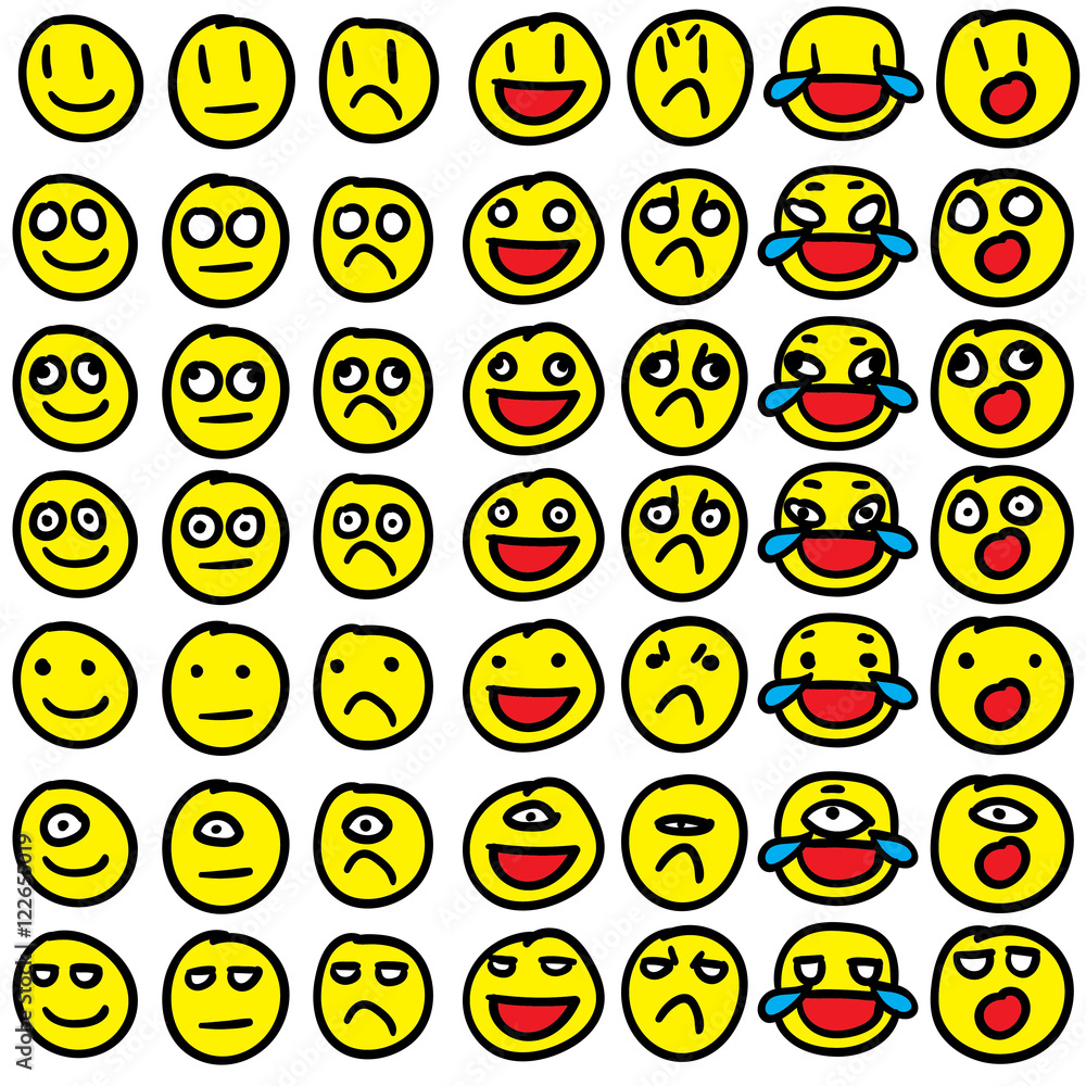 Emoji / Emoticon / Smiley Vector set. Colored, flat, on white ...