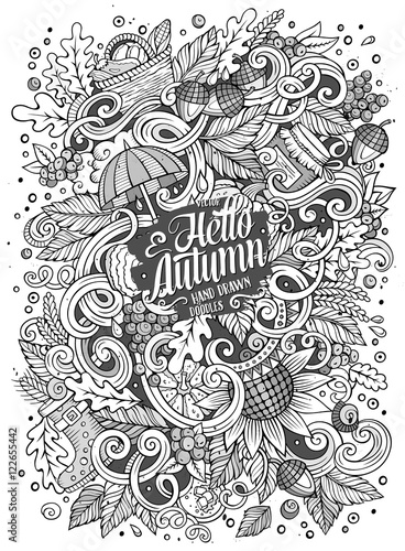 Cartoon cute doodles hand drawn autumn illustration