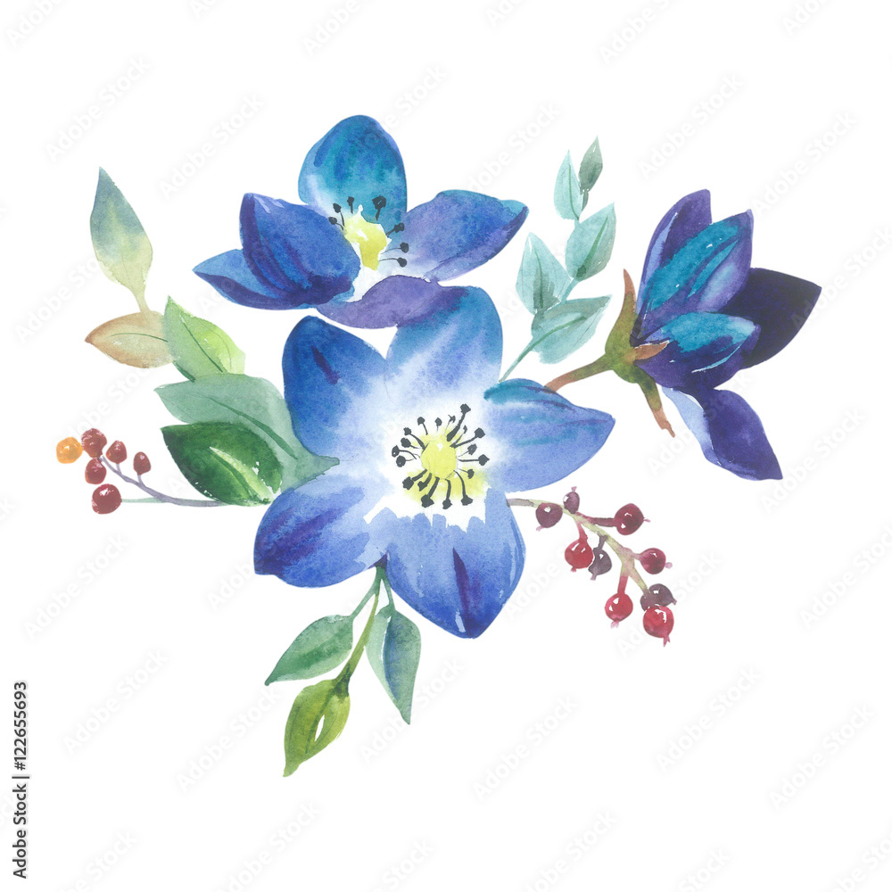 Fototapeta premium Wildflower forgetmenot flower in a watercolor style isolated. Full name of the plant: forgetmenot, myosotis. Aquarelle flower could be used for background, texture, wrapper pattern, frame or border.