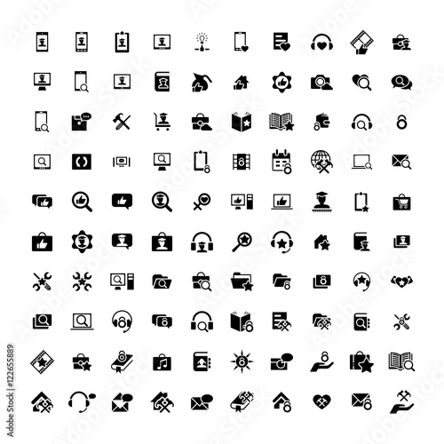 Set of 100 Universal Icons. Business, internet, web design.