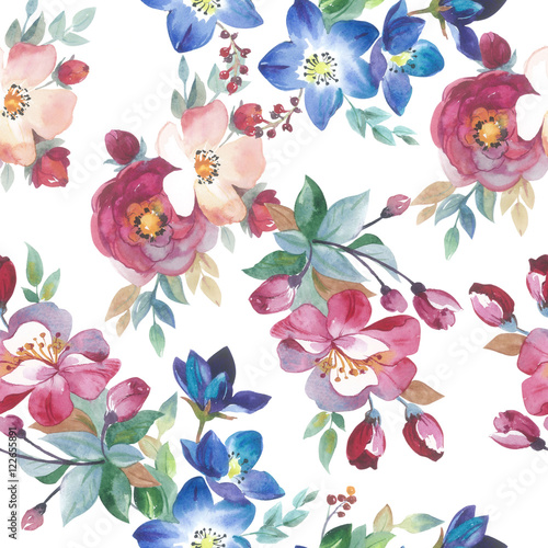 Fototapeta Naklejka Na Ścianę i Meble -  Wildflower rose flower pattern in a watercolor style isolated. Full name of the plant: rose, hulthemia, rosa. Aquarelle flower could be used for background, texture, wrapper pattern, frame or border.