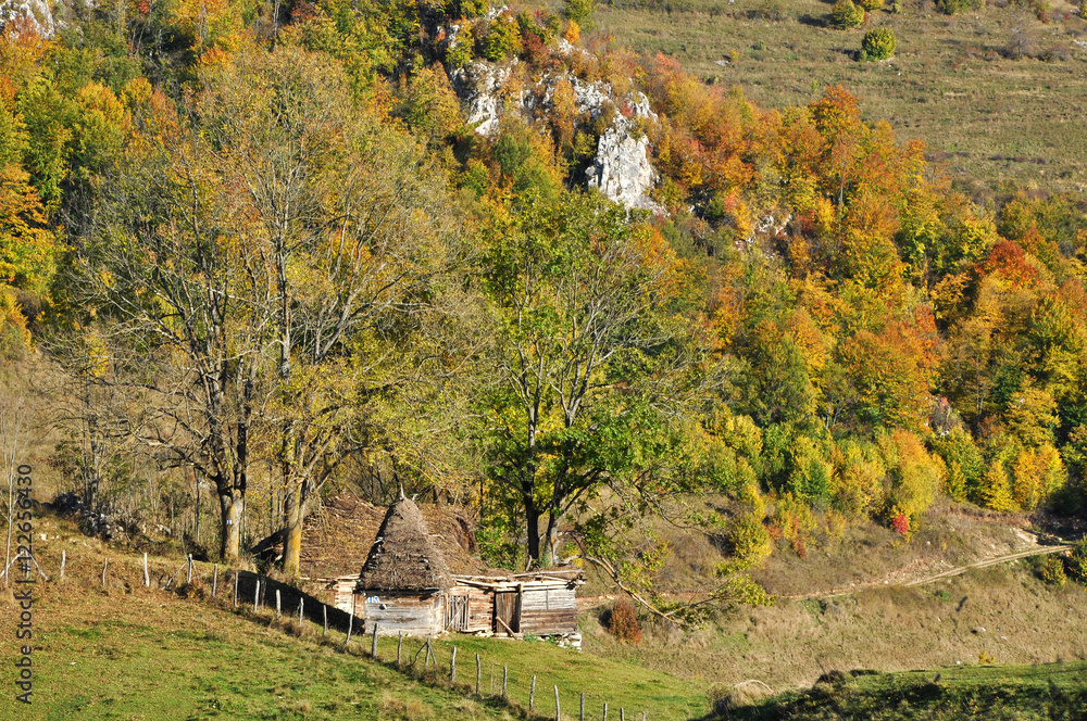 Rustic barn in the mountains Rustic barn in the mountains