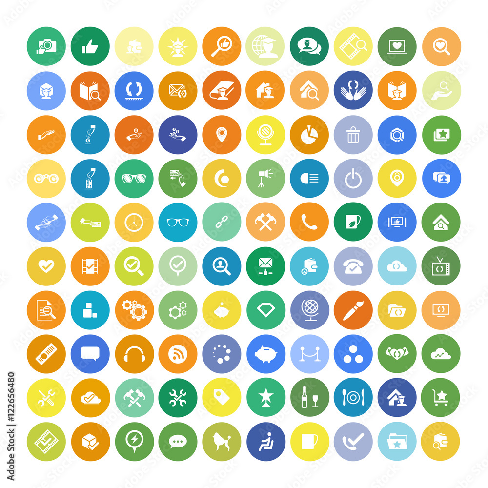 Set of 100 Universal Icons. Business, internet, web design.