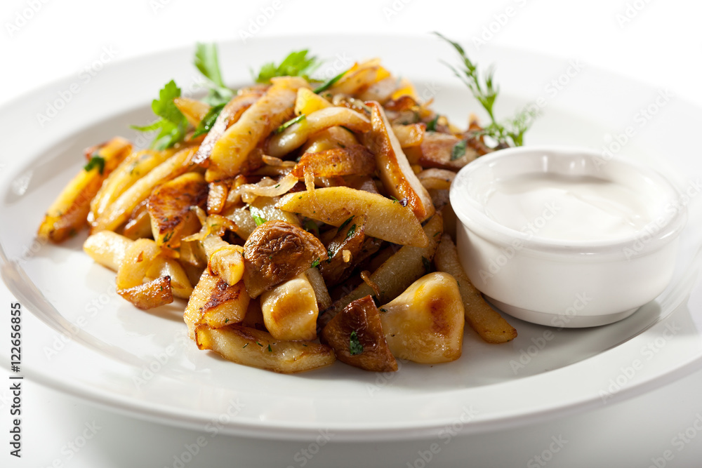Pan Fried Potatoes with Mushrooms and Onions Pan Fried Potatoes with Mushrooms and Onions