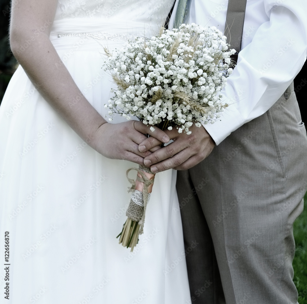 Bride and Groom Celebrating Wedding
