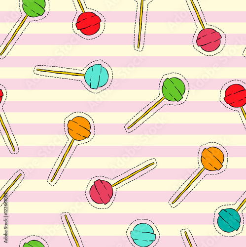 Candy lollipop art stitch patch background