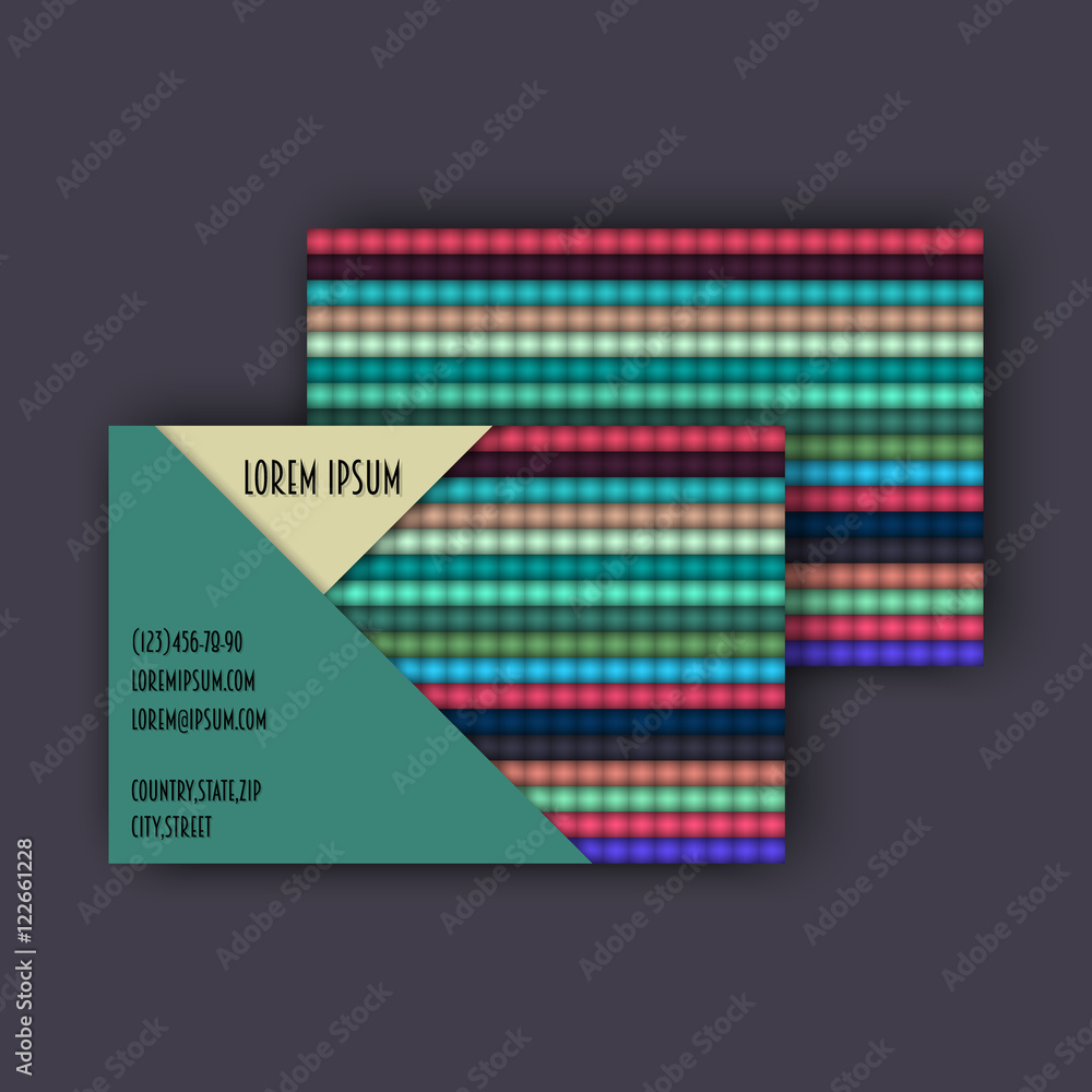 business card template with 3D paper colorful lines business card template with 3D paper colorful lines
