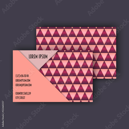 business card template with 3D paper colorful triangle texture