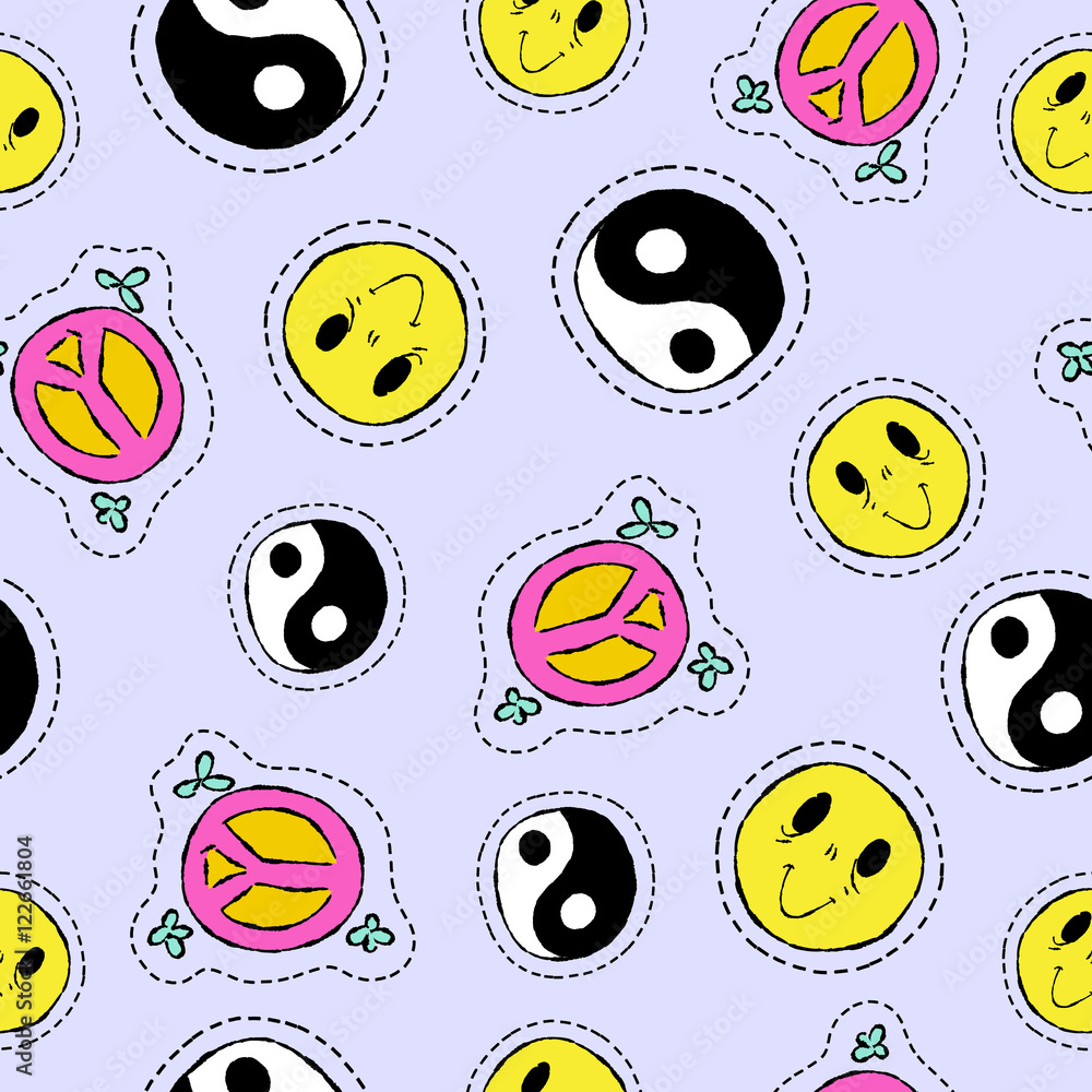 Retro 90s hand drawn stitch patch seamless pattern Retro 90s hand drawn stitch patch seamless pattern