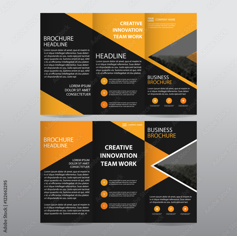 Orange Black triangle business trifold Leaflet Brochure Flyer report ...