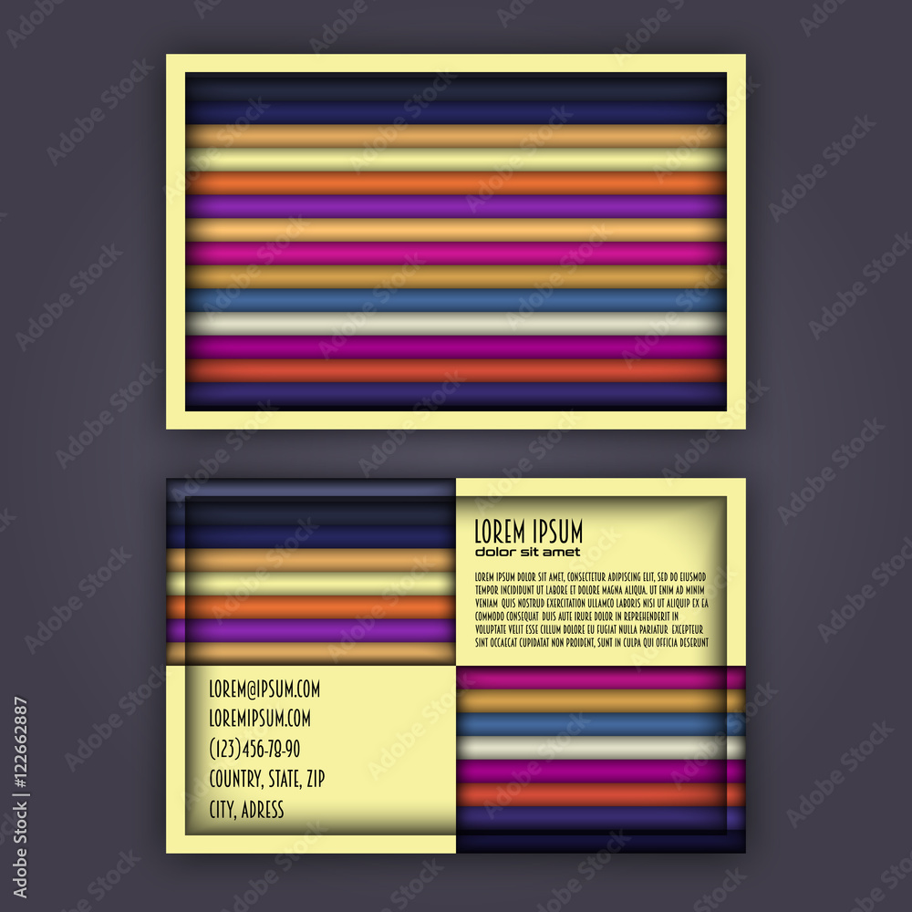 Naklejka premium business card template with 3D paper colorful lines