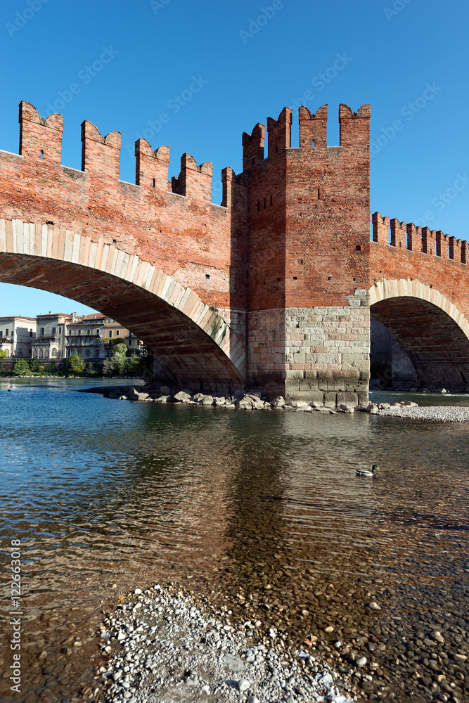 Obraz premium Scaligero Bridge and Adige river in Verona, Veneto, Italy