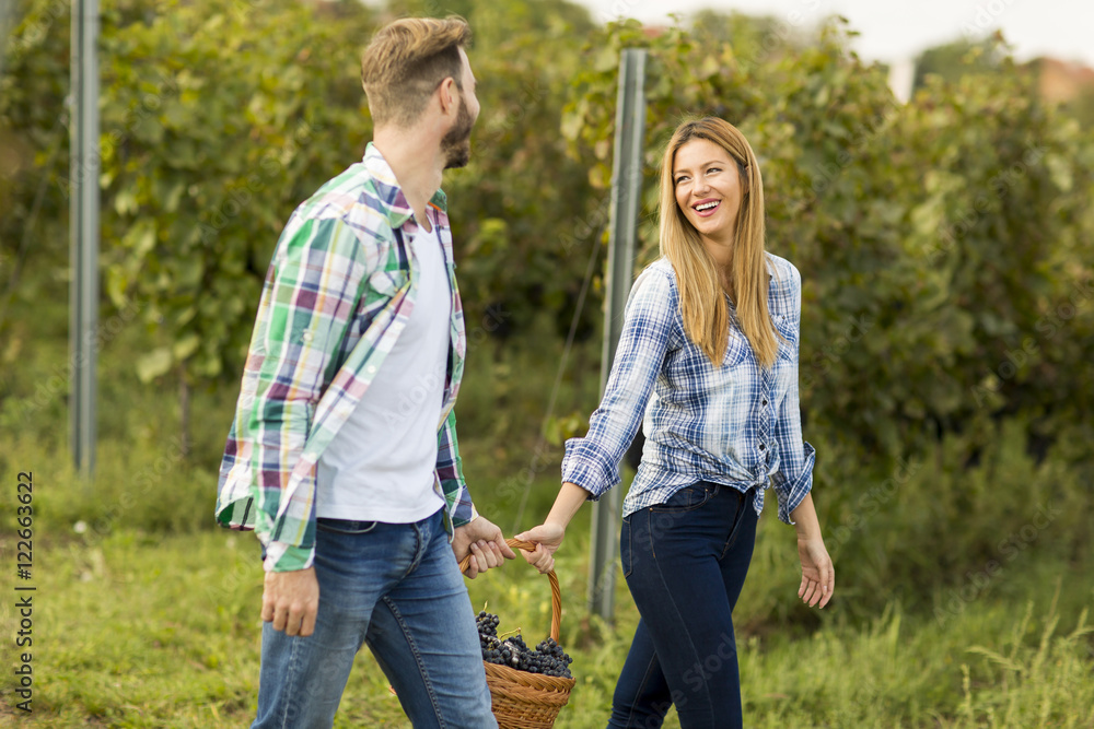 Couple in vineyard Couple in vineyard