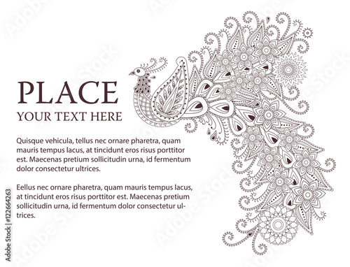 Beautiful vector peacock birds in indian mehndi style