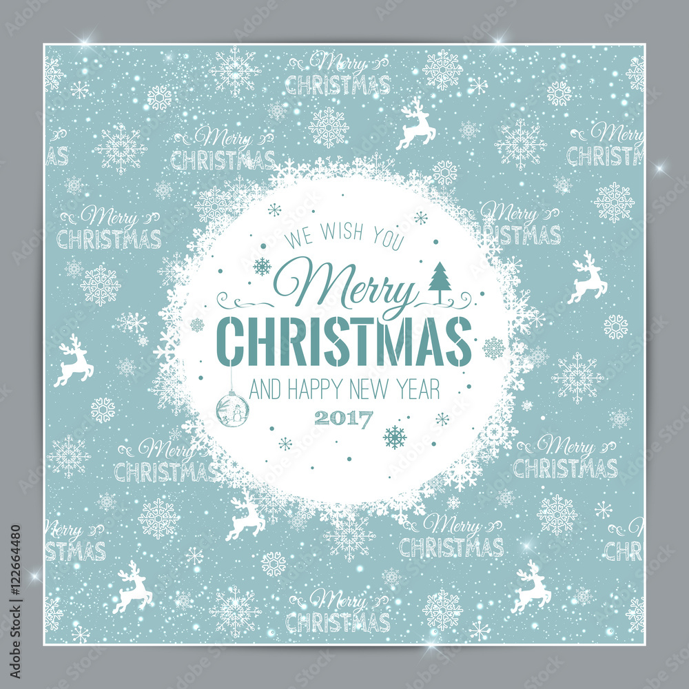 Christmas And New Year Typographical on shiny Xmas background with snowflakes, light, stars. Vector Illustration. Xmas card Christmas And New Year Typographical on shiny Xmas background with snowflakes, light, stars. Vector Illustration. Xmas card