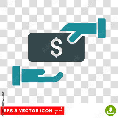 Bribe vector icon. Image style is a flat soft blue iconic symbol.
