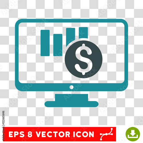 Sales Chart Monitoring vector icon. Image style is a flat soft blue icon symbol.