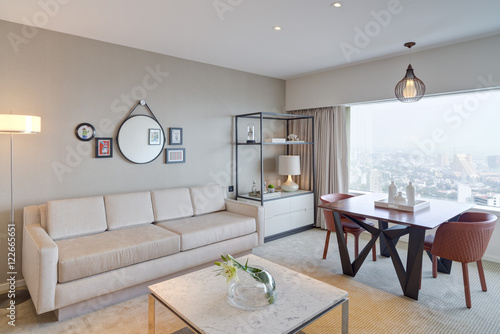 Living room of modern city apartment