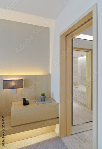 Doorways and shelving with light and phone 