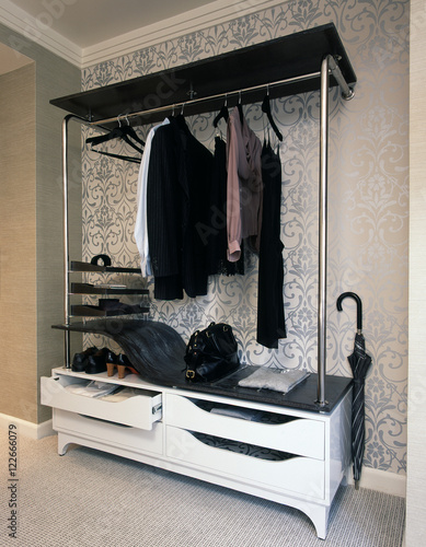 Wardrobe with clothes and accessories 