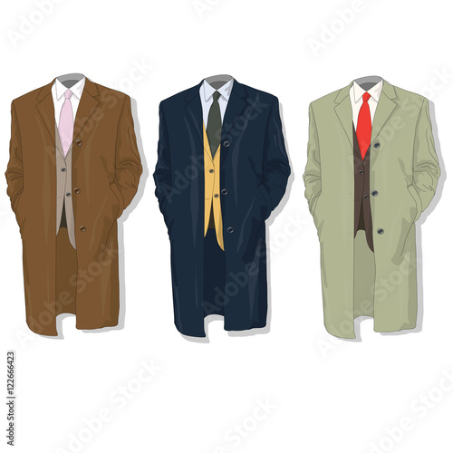 Male coat set. Vector.