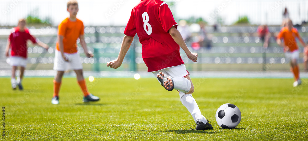 Children Playing Professional Football Match Children Playing Professional Football Match