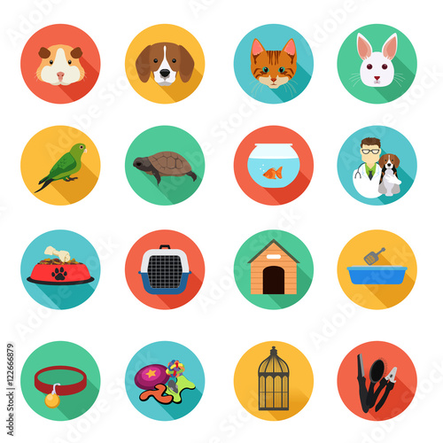 Animals and Veterinarian Flat Icons