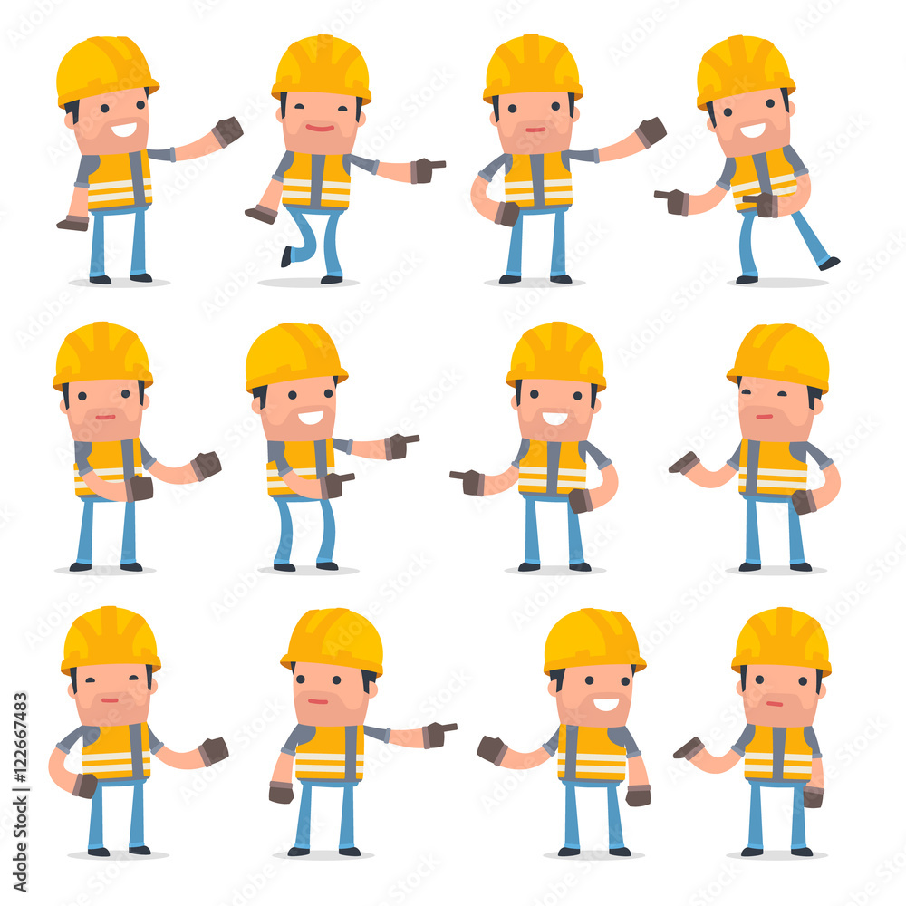 Set of Active and Positive Character Incompetent Builder making Set of Active and Positive Character Incompetent Builder making
