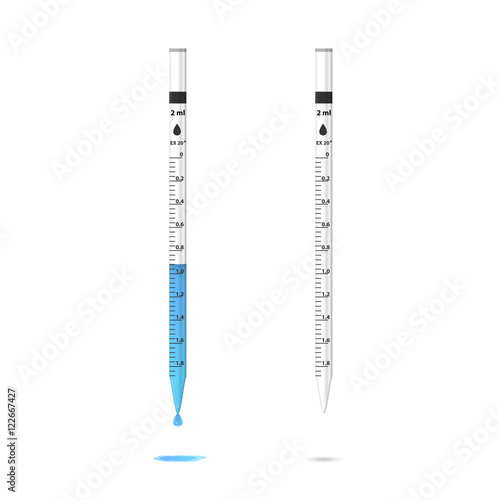 Empty and filled lab pipettes