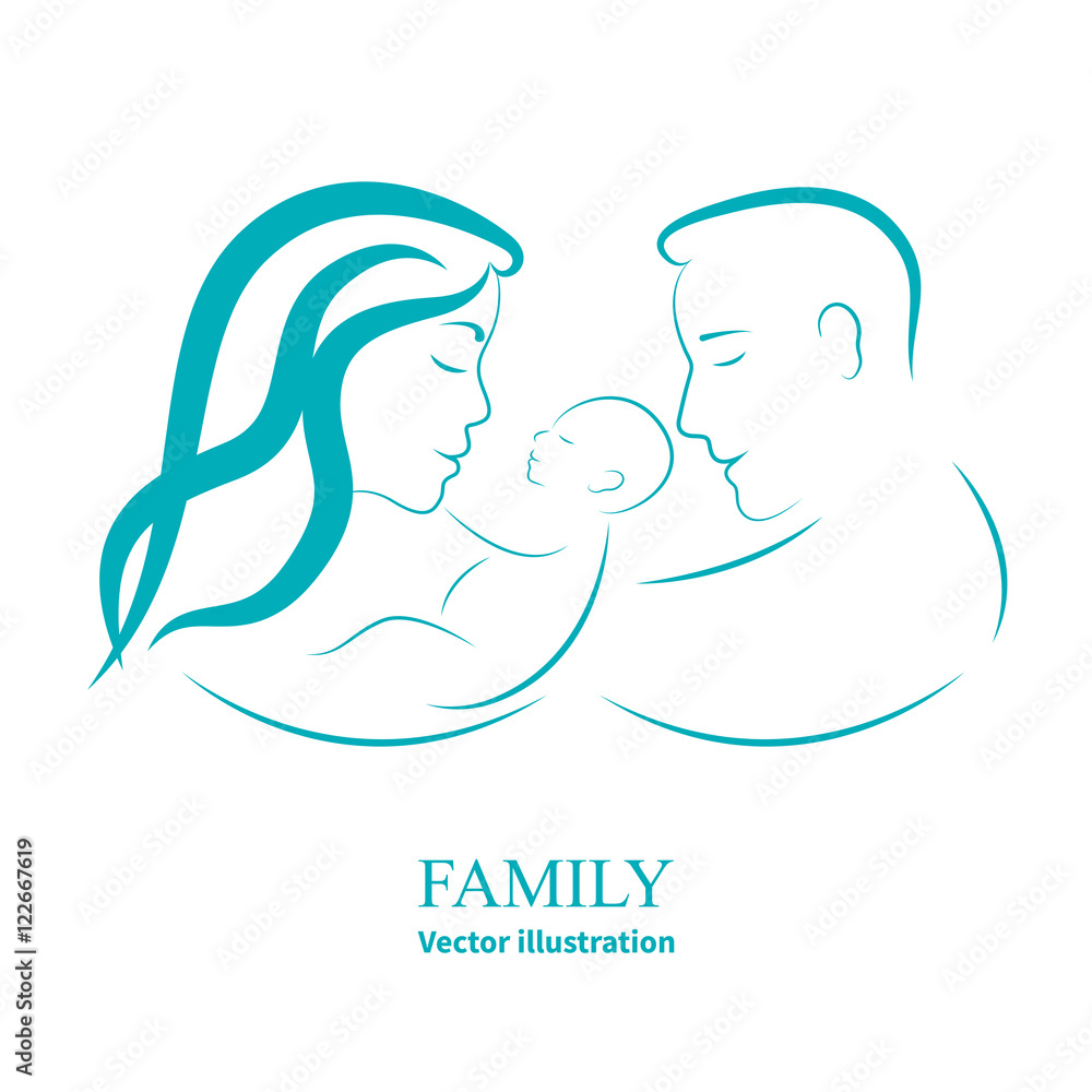 Sketch mom and dad holding a small child Sketch mom and dad holding a small child