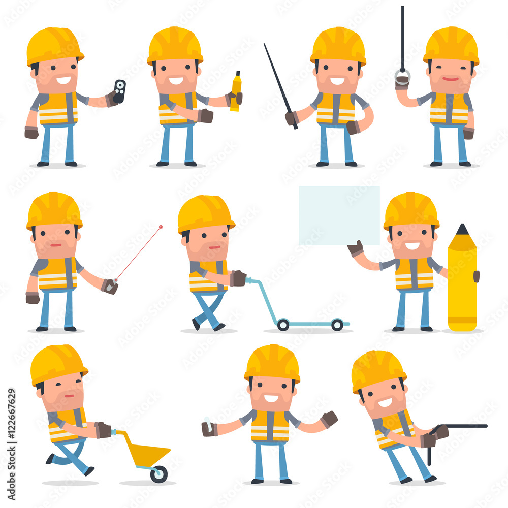 Set of Happy and Intelligent Character Incompetent Builder makin Set of Happy and Intelligent Character Incompetent Builder makin