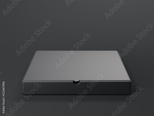 Black opened cardboard package. 3d rendering