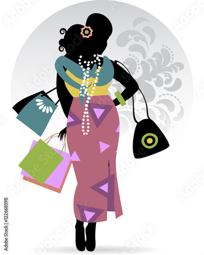 Plus size woman shopping or Curvy woman Fashion 