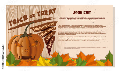 Halloween design. Happy Halloween. Festive beige autumn background for Halloween party. Vector flyer template