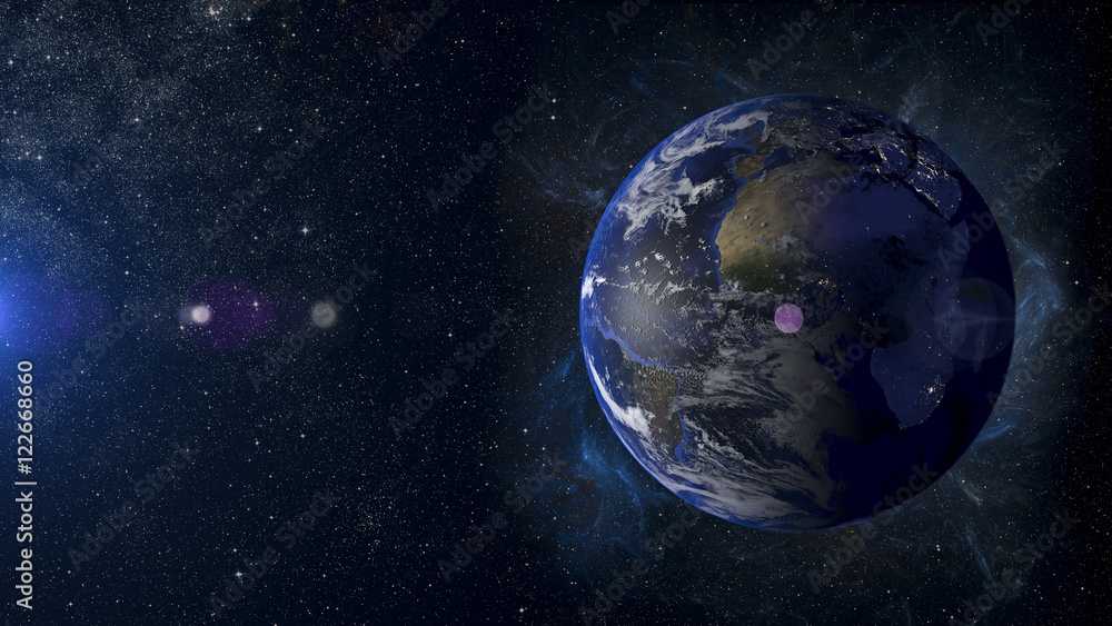 Fototapeta premium Solar system planet Earth on nebula background 3d rendering.