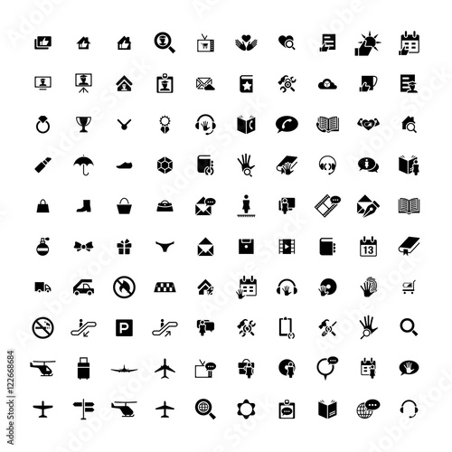 Set of 100 Universal Icons. Business, internet, web design.