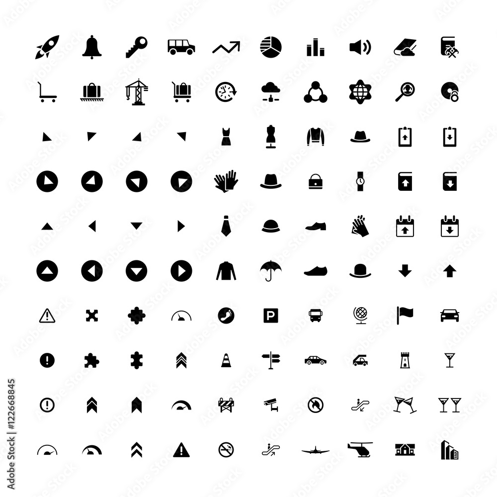 Set of 100 Universal Icons. Business, internet, web design.