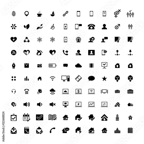 Set of 100 Universal Icons. Business, internet, web design.