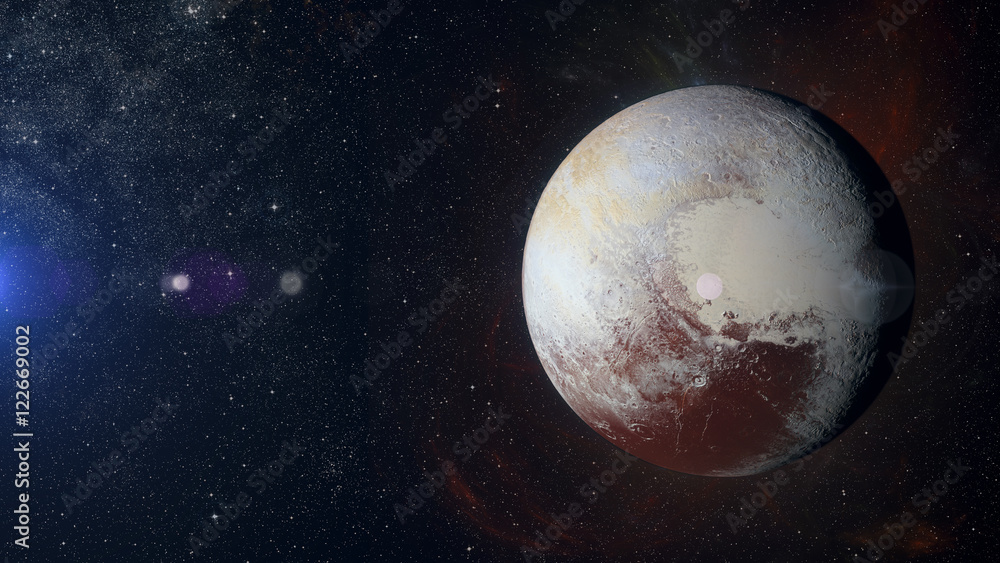 Fototapeta premium Solar system planet Pluto on nebula background.