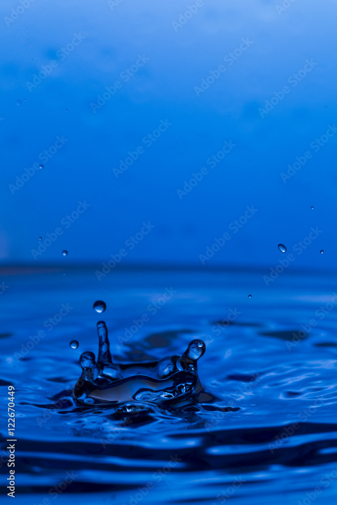 Drops, sprays, splashes of water on a colorful background