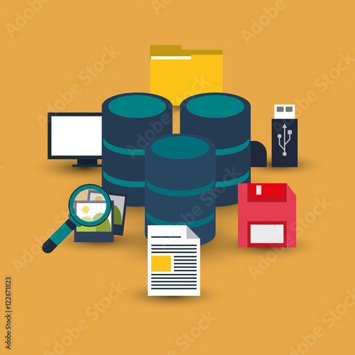 flat design data center related icons image vector illustration