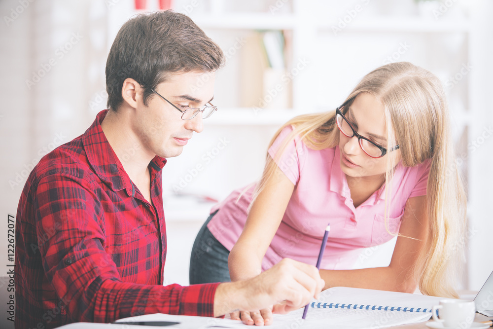 Fototapeta premium Businesspeople dealing with paperwork