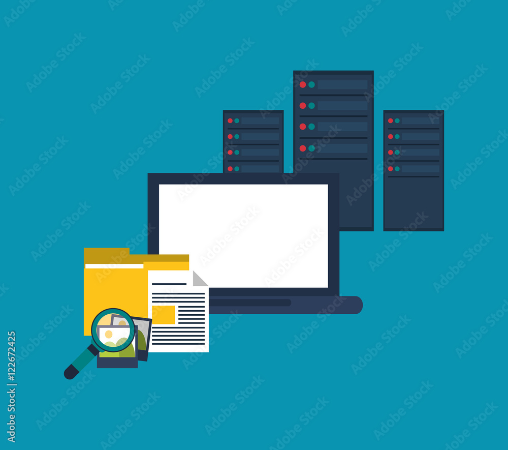 flat design computer with data center related icons image vector illustration flat design computer with data center related icons image vector illustration