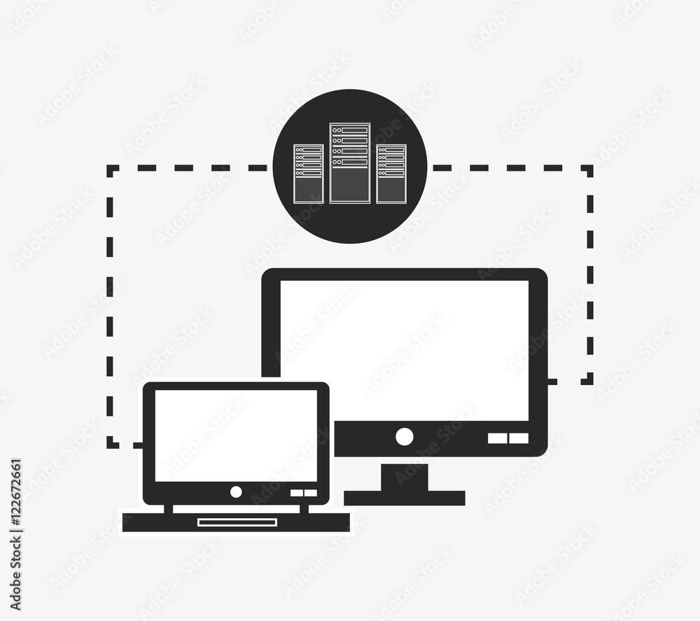 flat design computer with data center related icons image vector illustration flat design computer with data center related icons image vector illustration