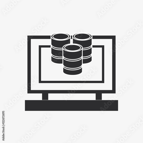 flat design computer with data center related icons image vector illustration