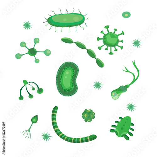 bacteria vector. virus icons cartoon set