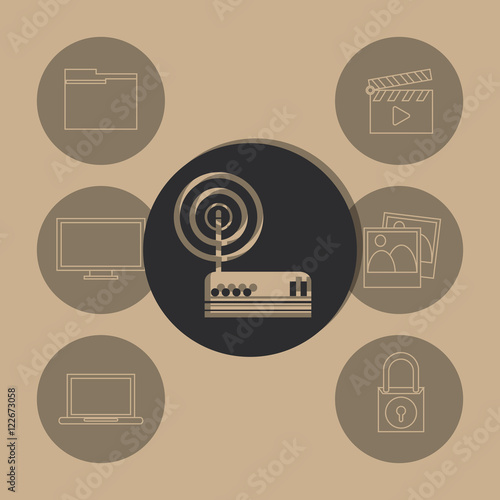 flat design data center related icons image vector illustration